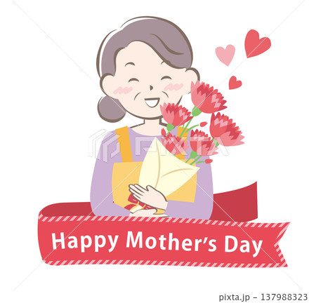 母の日にカーネーションをもらうお母さん　タイトル 137988323