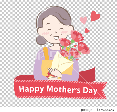 母の日にカーネーションをもらうお母さん　タイトル 137988323