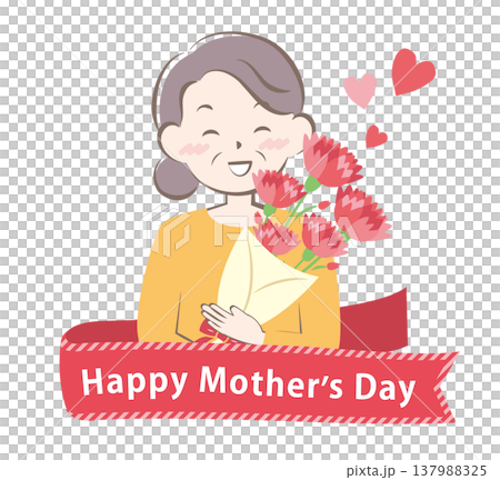 A mother receiving carnations on Mother's Day (Title) 137988325