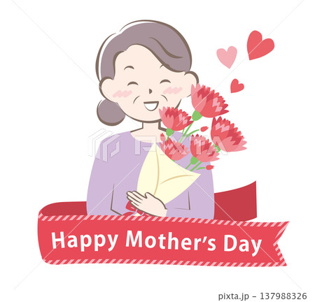 母の日にカーネーションをもらうお母さん　タイトル 137988326