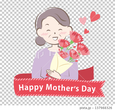 母の日にカーネーションをもらうお母さん　タイトル 137988326