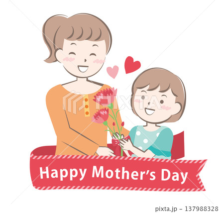 母の日にカーネーションを渡す女の子　タイトル 137988328