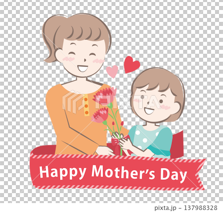 母の日にカーネーションを渡す女の子　タイトル 137988328