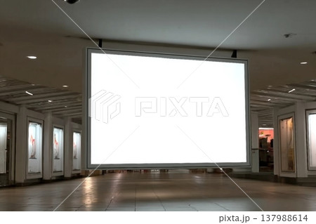 Large of blank billboard in a shopping mall, TV monitors for advertisements to communicate with viewers. 137988614