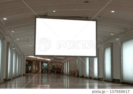 Large of blank billboard in a shopping mall, TV monitors for advertisements to communicate with viewers. Large of blank billboard in a shopping mall, TV monitors for advertisements to communicate with viewers. 137988617