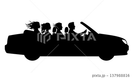 Black Solid Convertible Travel Silhouettes Set of Six on White Background Black Solid Convertible Travel Silhouettes Set of Six on White Background 137988816