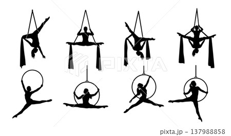 Black Solid Country Dancer Silhouettes Set of Six on White Background Black Solid Country Dancer Silhouettes Set of Six on White Background 137988858