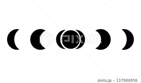 Black Solid Crescent Moon Silhouettes Set of Six on White Background Black Solid Crescent Moon Silhouettes Set of Six on White Background 137988956