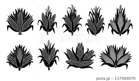 Black Solid Decorative and Indian Corn Silhouette Arrangements Black Solid Decorative and Indian Corn Silhouette Arrangements 137989070