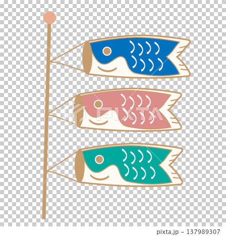 Carp streamer illustration set (muted colors, Scandinavian style, Children's Day) Carp streamer illustration set (muted colors, Scandinavian style, Children's Day) 137989307