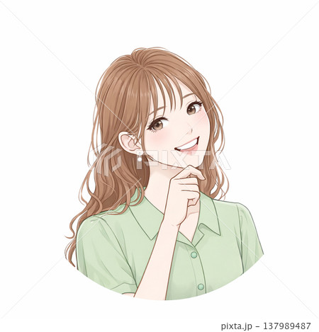 漫画のヒロインのような笑顔の美しい女性 137989487