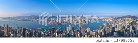 Clear Blue Sky Panorama Over Victoria Harbour and Skyline March 15 2026 Clear Blue Sky Panorama Over Victoria Harbour and Skyline March 15 2026 137989555