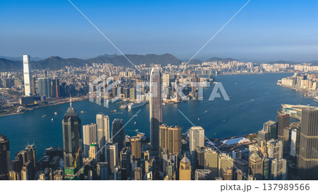 Clear Blue Sky View Over Central Hong Kong Skyline March 15 2026 137989566