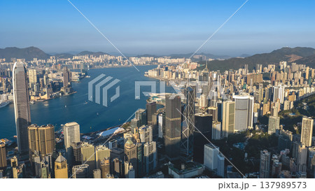 Wide Victoria Harbour Panorama Under Clear Bright Blue Sky March 15 2026 Wide Victoria Harbour Panorama Under Clear Bright Blue Sky March 15 2026 137989573
