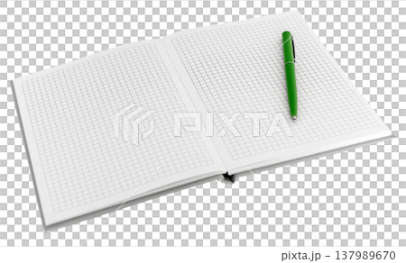 Open notebook with pen isolated on transparent background Open notebook with pen isolated on transparent background 137989670