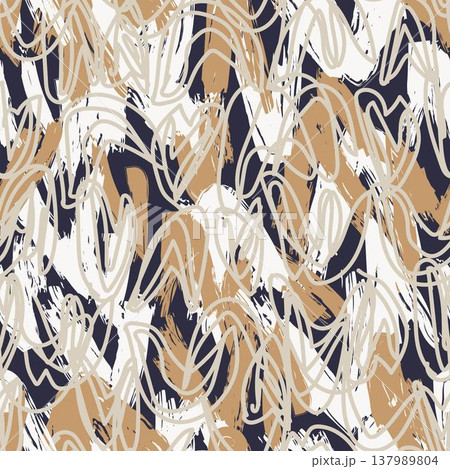 Brushstroke Pattern Design Textile Print In Navy Beige And White For Fashion And Homeware Contemporary Artistic Style Modern Surface Covering Repeatable Brushstroke Pattern Design Textile Print In Navy Beige And White For Fashion And Homeware Contemporary Artistic Style Modern Surface Covering Repeatable 137989804