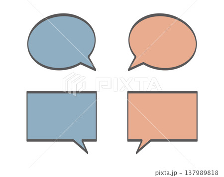 会話に使える吹き出しセット（対話・比較・くすみブルー・アプリコット） 137989818