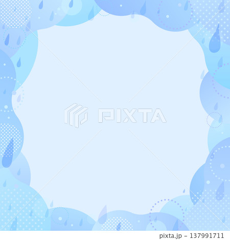 水彩風の雨と波紋の抽象背景9_正方形 水彩風の雨と波紋の抽象背景9_正方形 137991711