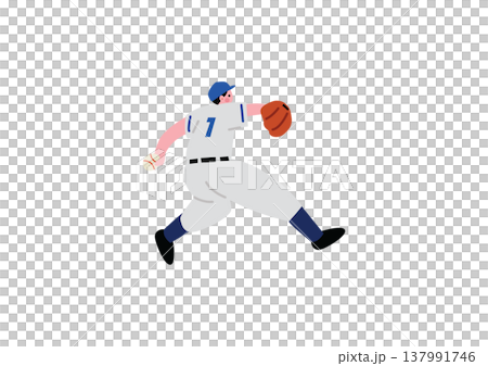 Illustration of a baseball player throwing a ball 137991746