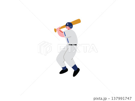 バッターボックスに立つ野球選手のイラスト 137991747