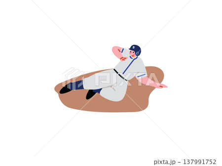 スライディングをする野球選手のイラスト 137991752