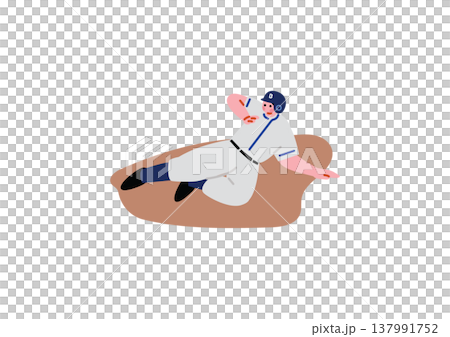 スライディングをする野球選手のイラスト 137991752