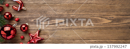 Christmas website banner red ornaments branches Christmas website banner red ornaments branches 137992247