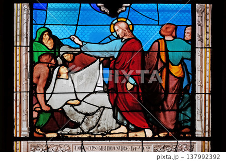 Stained glass windows in the Saint Eugene - Saint Cecilia Church, Paris, France Stained glass windows in the Saint Eugene - Saint Cecilia Church, Paris, France 137992392