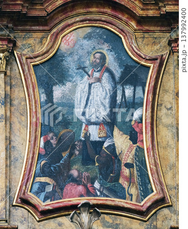 Saint Francis Xavier on the Saint Anthony altar in the church of Saint Leonard of Noblac in Kotari, Croatia Saint Francis Xavier on the Saint Anthony altar in the church of Saint Leonard of Noblac in Kotari, Croatia 137992400