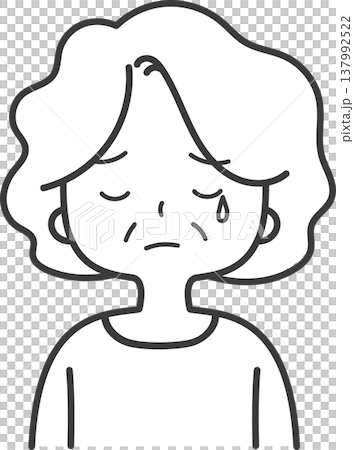 泣いているシニア女性 悲しい表情のイラスト 泣いているシニア女性 悲しい表情のイラスト 137992522