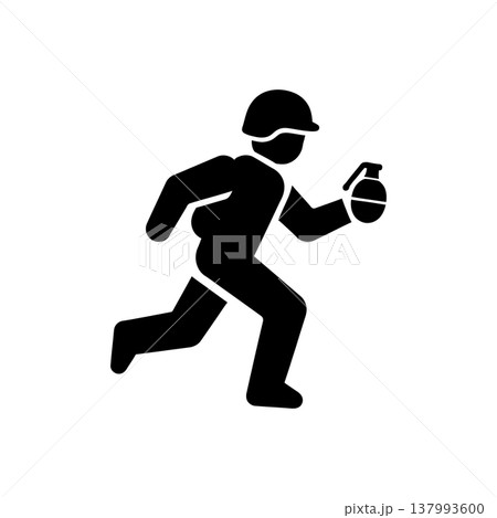 Soldier Charging With Grenade Icon 137993600