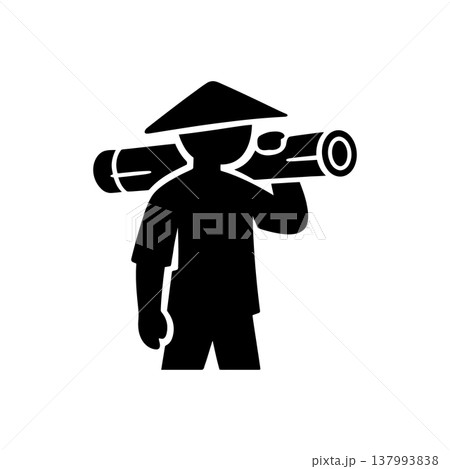 Laborer Carrying Bamboo Log Icon 137993838