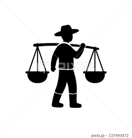 Farmer Carrying Harvest Baskets Icon Farmer Carrying Harvest Baskets Icon 137993872