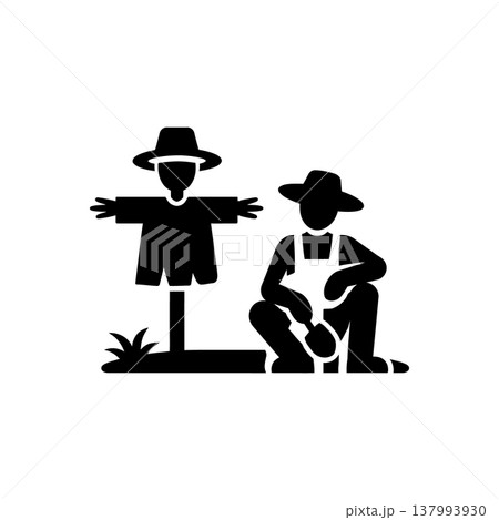 Farmer with Garden Scarecrow Icon 137993930