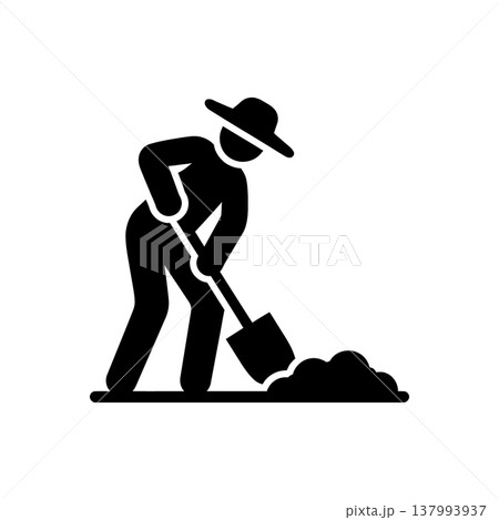 Manual Soil Digging Labor Icon 137993937