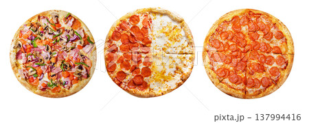 set of various pizza isolated on white background set of various pizza isolated on white background 137994416