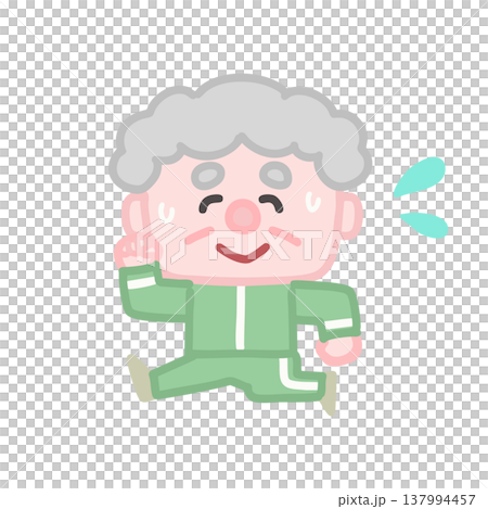 A set of cute illustrations of elderly men in gym clothes exercising. A set of cute illustrations of elderly men in gym clothes exercising. 137994457