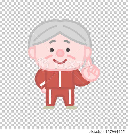 体操服を着た可愛い高齢者女性の運動イラストセット 体操服を着た可愛い高齢者女性の運動イラストセット 137994465