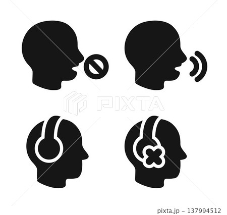 Speaker volume icons, sound mute and unmute, speaker 137994512