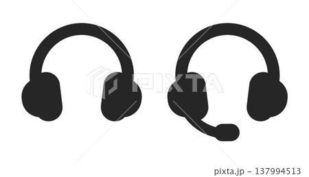 Headphones icons, audio, music listening, headphone with microphone 137994513