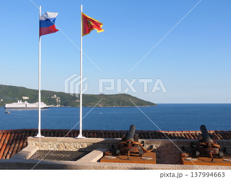 Canons at fortress in Herceg Novi, Montenegro Canons at fortress in Herceg Novi, Montenegro 137994663