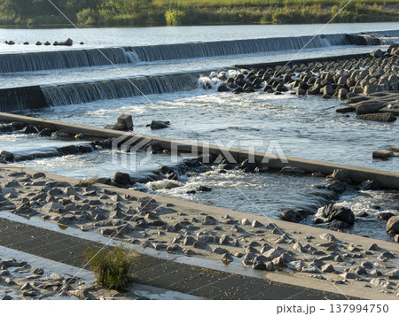 大和川柏原堰堤の堰と魚道 大和川柏原堰堤の堰と魚道 137994750