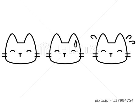 喜怒哀楽や感情を表現する猫のキャラクターの顔アイコンセット 喜怒哀楽や感情を表現する猫のキャラクターの顔アイコンセット 137994754