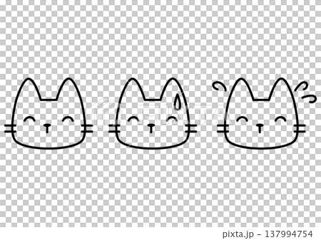 喜怒哀楽や感情を表現する猫のキャラクターの顔アイコンセット 喜怒哀楽や感情を表現する猫のキャラクターの顔アイコンセット 137994754