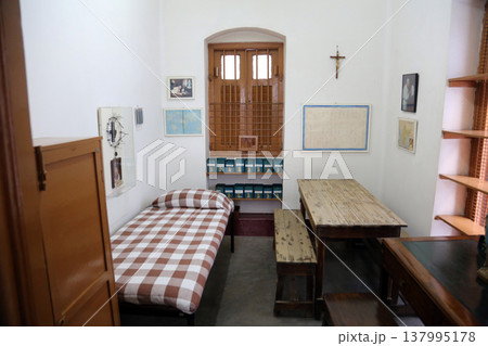 The former room of Mother Teresa at Mother House in Kolkata, West Bengal, India 137995178