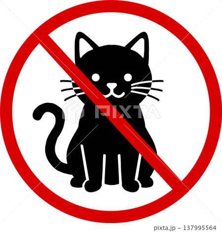 ペット禁止 猫禁止マーク シンプルなピクトグラムアイコン ペット禁止 猫禁止マーク シンプルなピクトグラムアイコン 137995564
