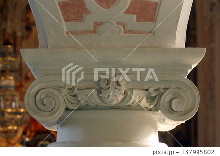Column, stucco in the church of St. Catherine in Zagreb Column, stucco in the church of St. Catherine in Zagreb 137995802