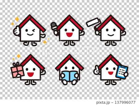 家のキャラクターのセットイラスト 137996077