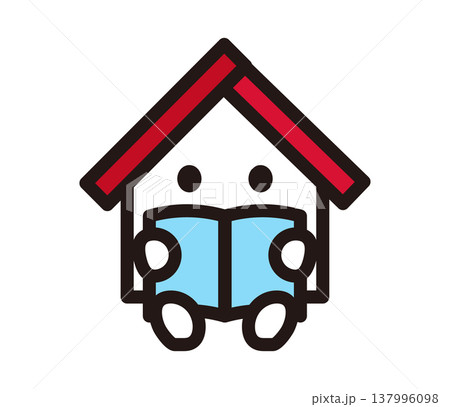 家のキャラクターが読書しているイラスト 137996098