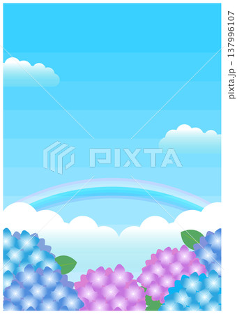 梅雨の紫陽花と虹の背景フレーム 梅雨の紫陽花と虹の背景フレーム 137996107